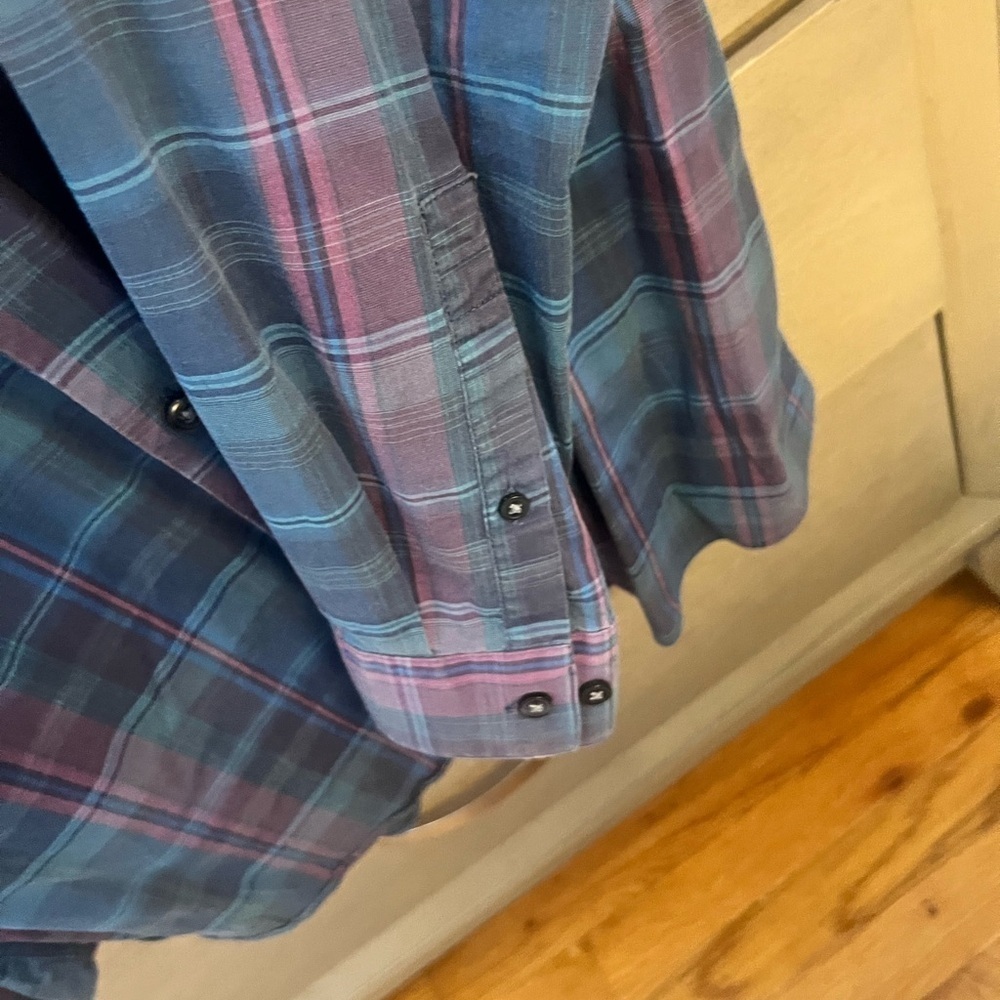 Apt. 9 Navy and Burgundy Plaid Shirt - Picture 6 of 6